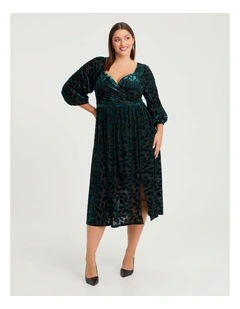 Vivi Burnout Velvet Evening Dress in Multi