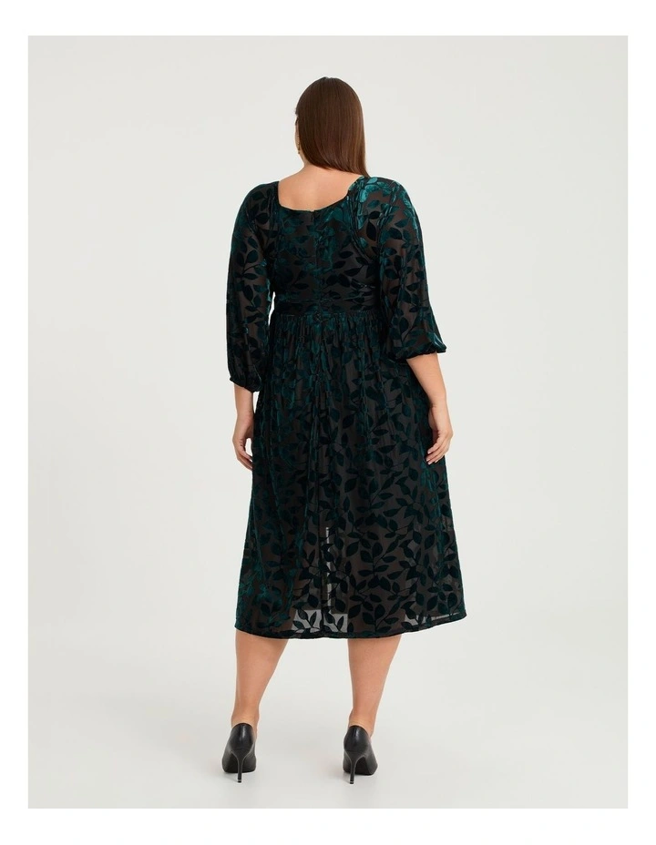 Vivi Burnout Velvet Evening Dress Teal/black image 1