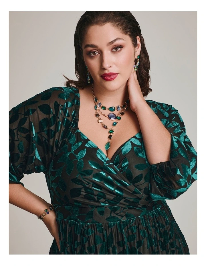 Vivi Burnout Velvet Evening Dress in Multi image 3
