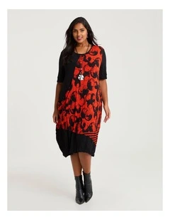 Spliced Luna Dress Sunset Orange/black