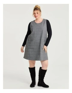 Sleeveless Shift Dress in Check
