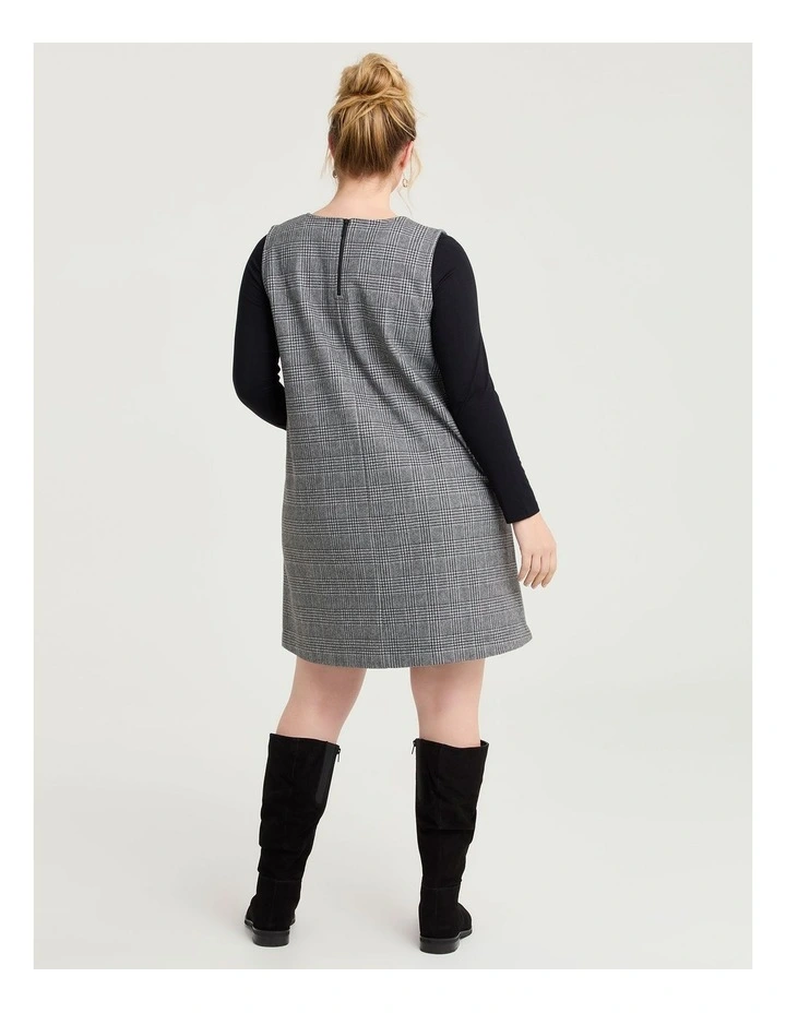 Sleeveless Shift Dress in Check image 2