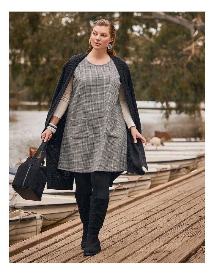 Sleeveless Shift Dress in Check image 4