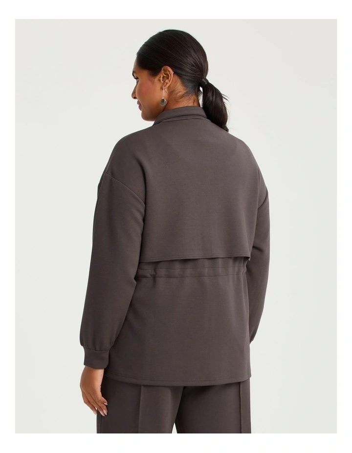 Luxe Touch Drawstring Zip Jacket Espresso image 2