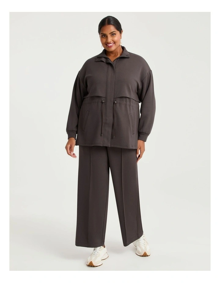 Luxe Touch Drawstring Zip Jacket Espresso image 3