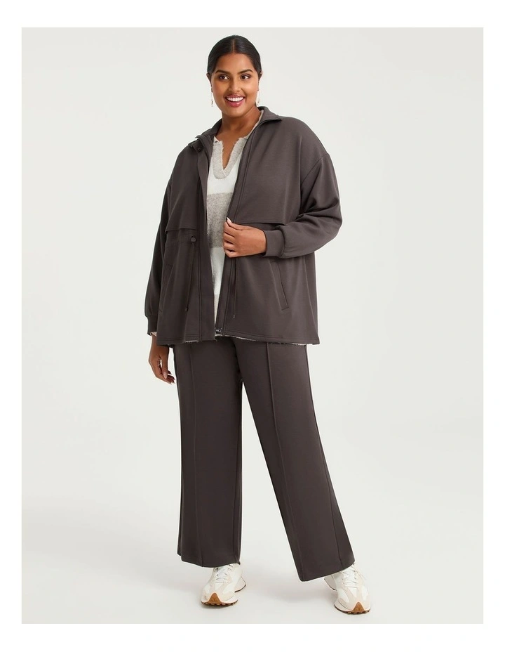Luxe Touch Drawstring Zip Jacket Espresso image 4