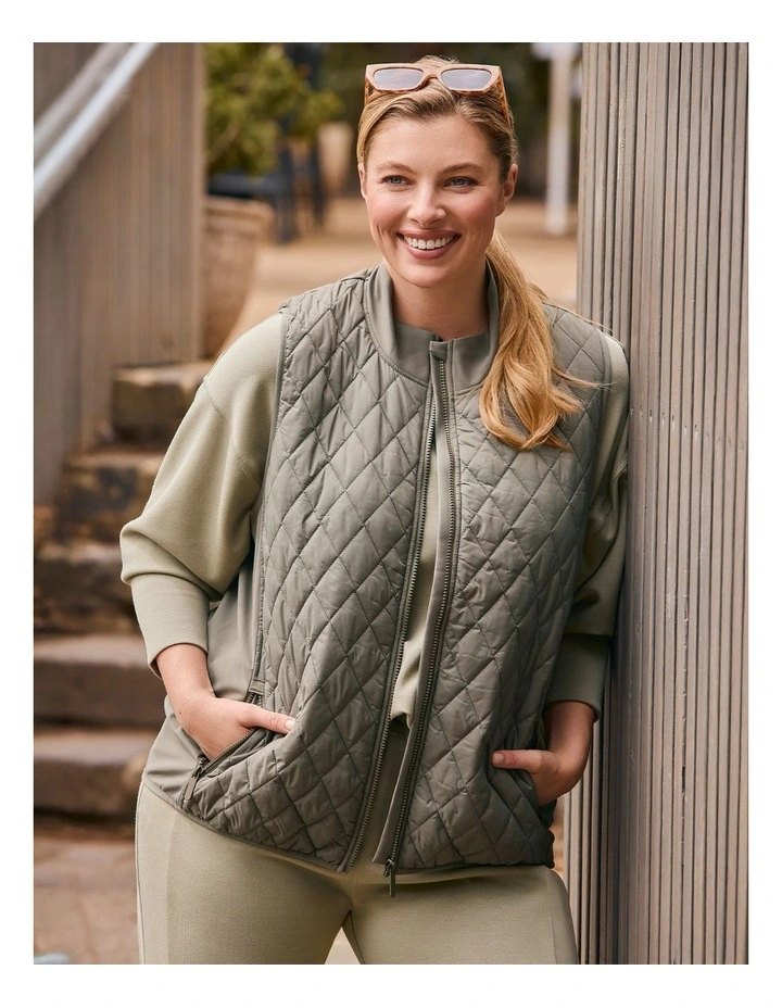 Luxe Touch Mix Quilted Vest Olive Stone image 5