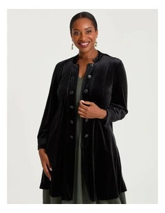 Velour Military Jacket in Black
