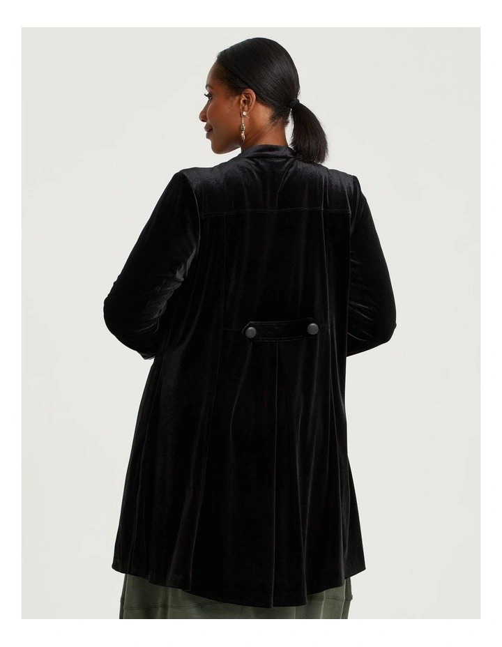 Velour Military Jacket in Black image 2