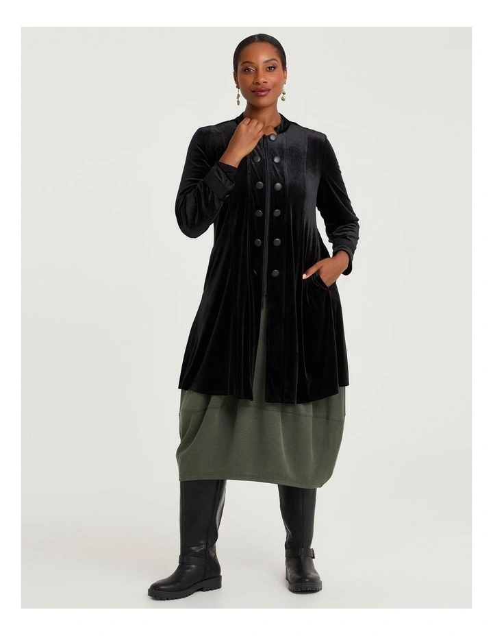 Velour Military Jacket in Black image 3