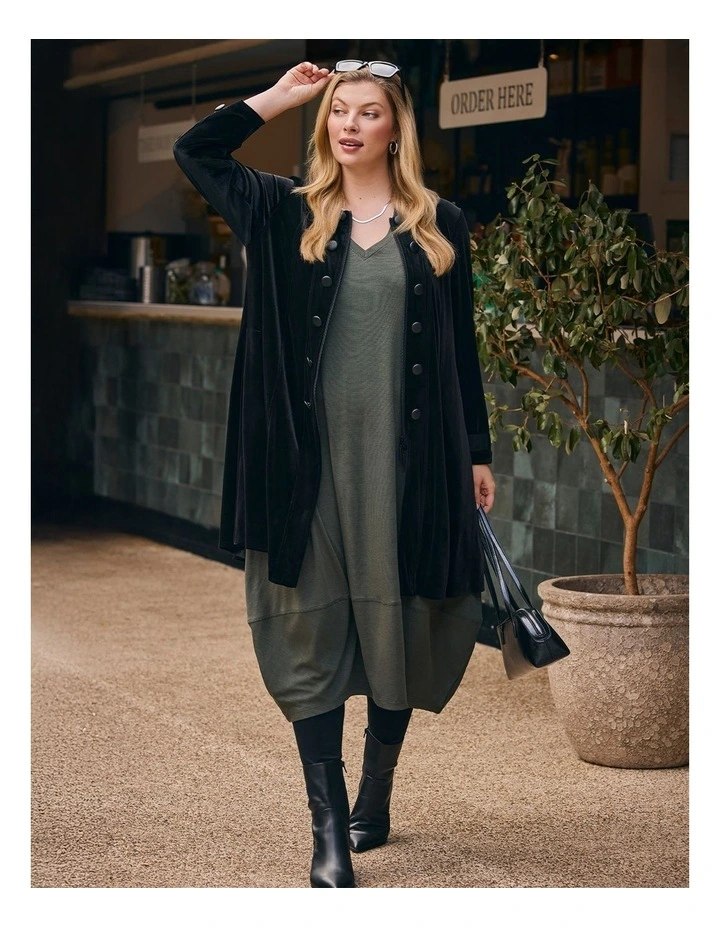 Velour Military Jacket in Black image 4