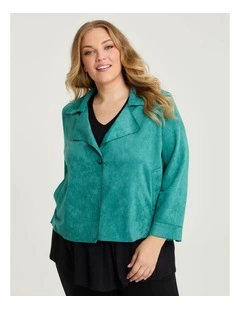 Faux Suede Crop Swing Jacket Dark Peacock