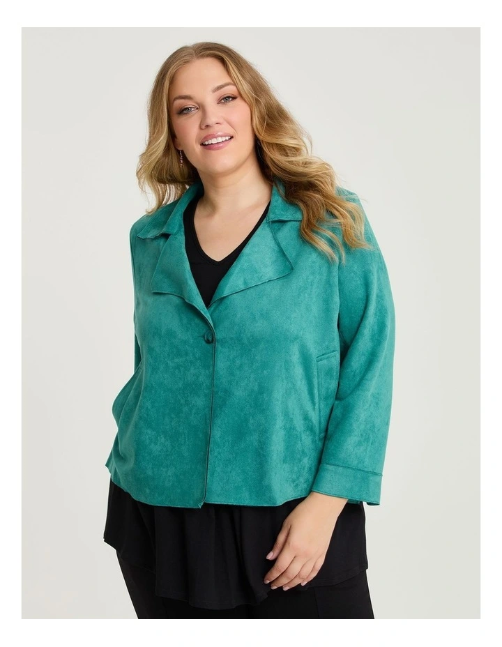 Faux Suede Crop Swing Jacket Dark Peacock image 1