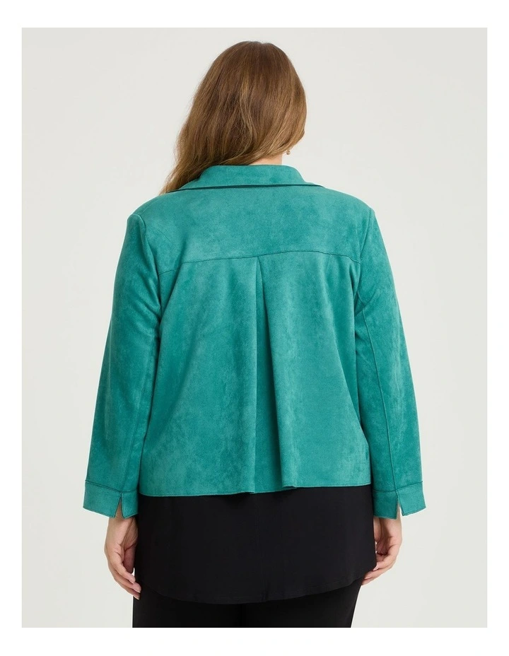 Faux Suede Crop Swing Jacket Dark Peacock image 2