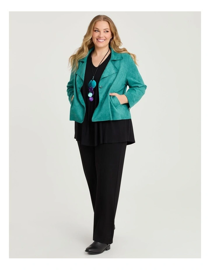 Faux Suede Crop Swing Jacket Dark Peacock image 3