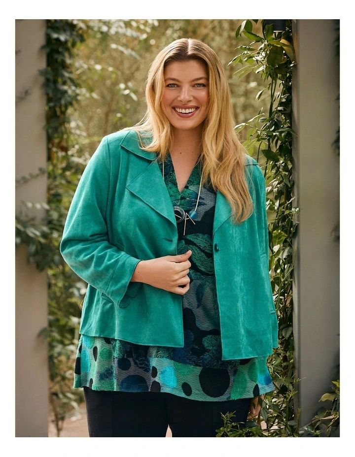 Faux Suede Crop Swing Jacket Dark Peacock image 4