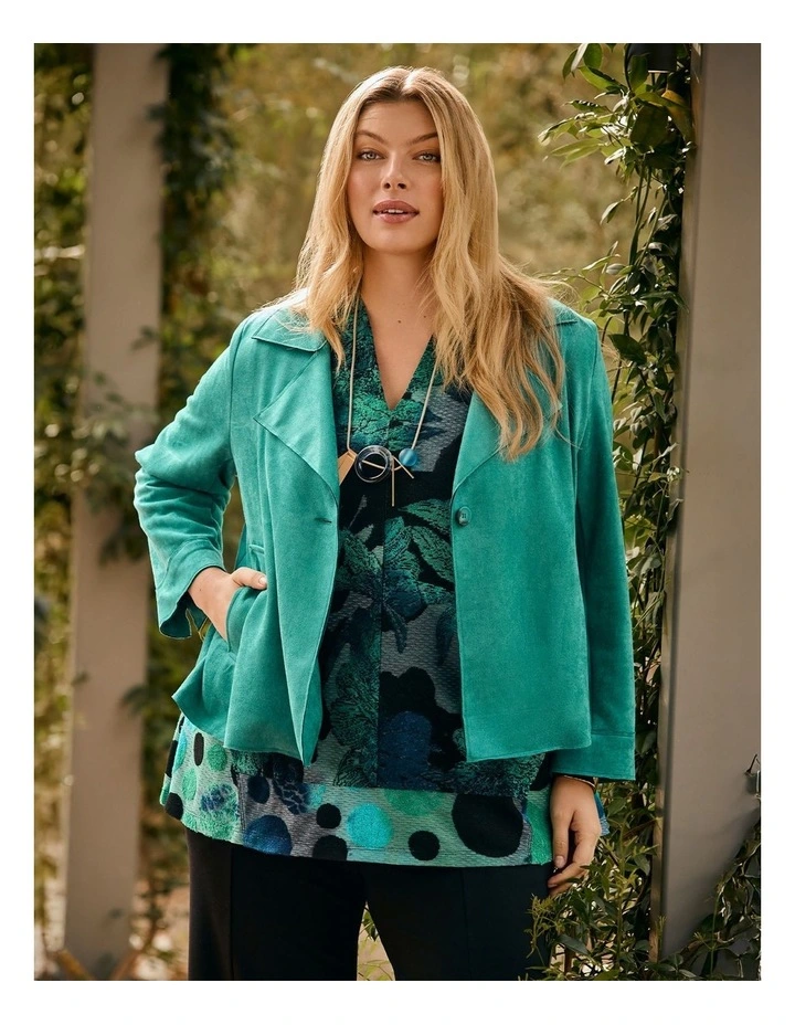 Faux Suede Crop Swing Jacket Dark Peacock image 5