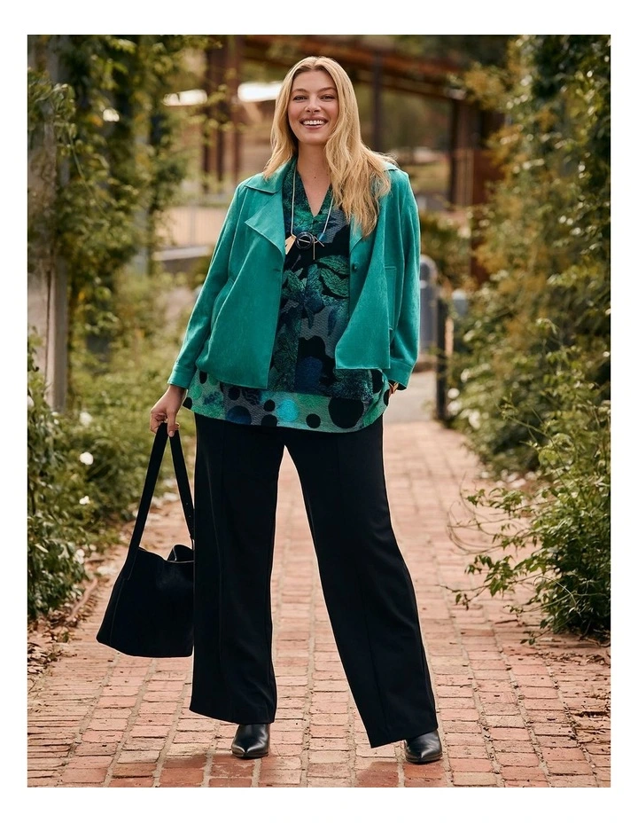 Faux Suede Crop Swing Jacket Dark Peacock image 6