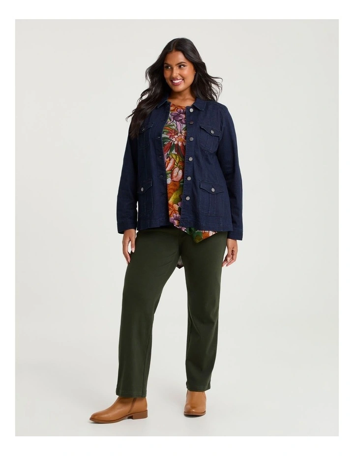 Cotton Blend Casual Denim Jacket in Dark Ink Wash image 4