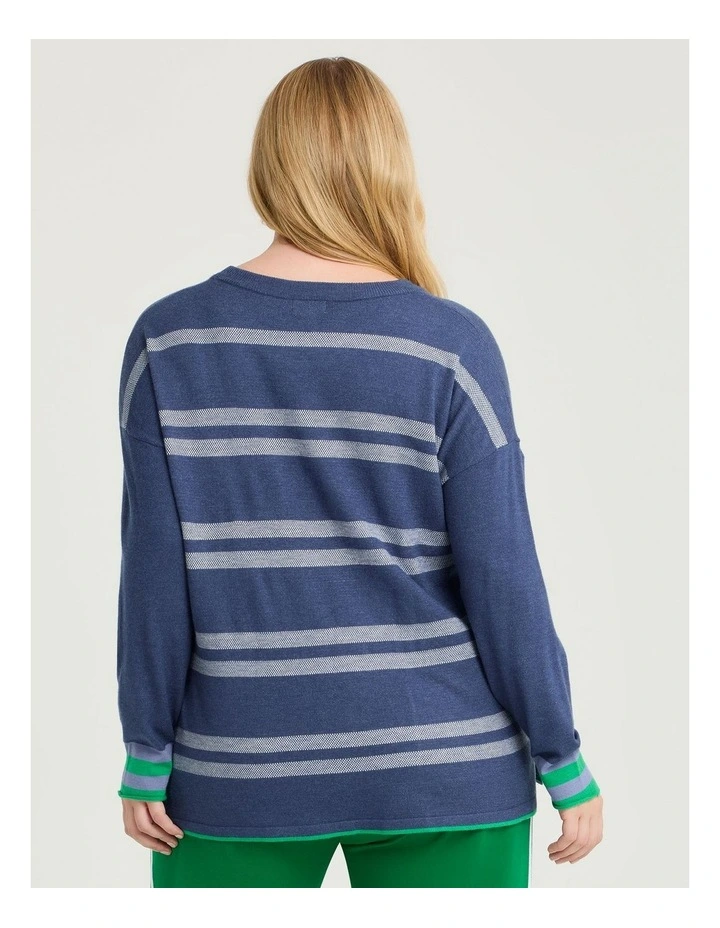Patch Pocket Stripe Back Jumper in Navy image 2