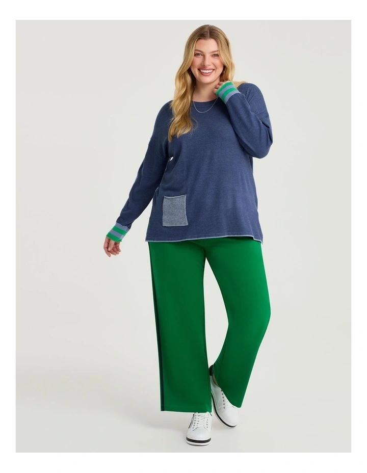 Patch Pocket Stripe Back Jumper in Navy image 3