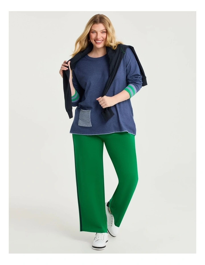 Patch Pocket Stripe Back Jumper in Navy image 4