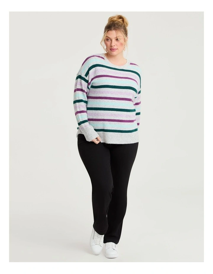 Crew Neck Jumper in Multi Stripe image 3