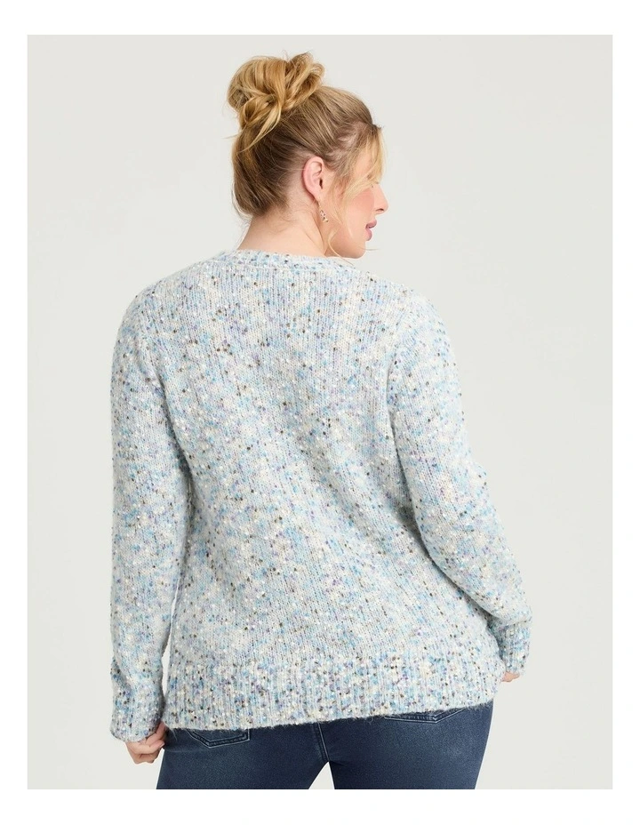 Fleck Knit Crew Neck Jumper in Grey/Multi image 2