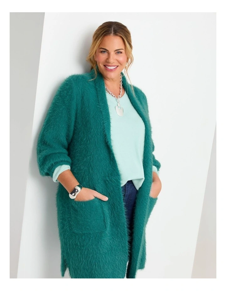 Curved Hem V-neck Jumper Seafoam image 4