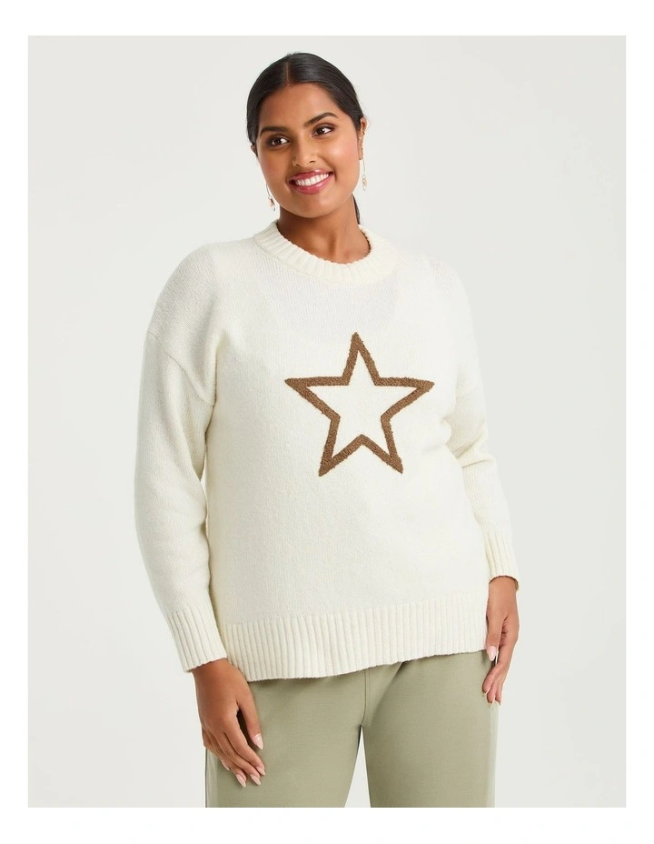 Boucle Star Jumper Cream image 1