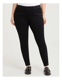 Ponte Zip Pocket Legging in Black