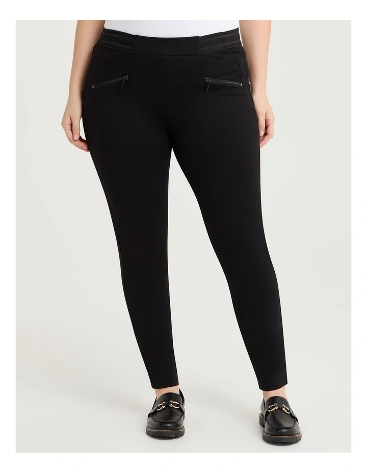 Ponte Zip Pocket Legging in Black image 1