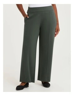 Ponte Harper Wide Leg Pant in Dark Ivy