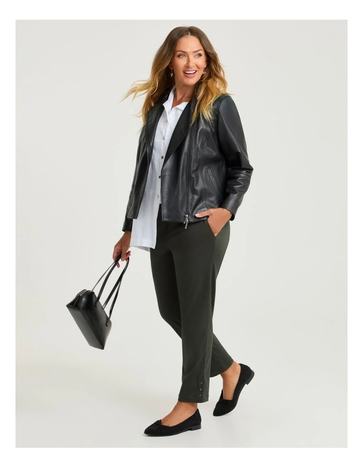 Medina Slim Leg Natural Pant in Dark Ivy image 3