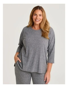 Cosy Rib Marle Lounge Top in Charcoal Marle
