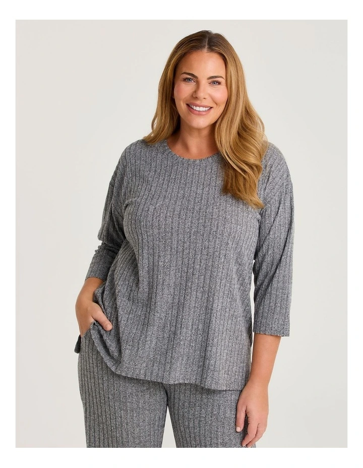 Cosy Rib Marle Lounge Top in Charcoal Marle image 1