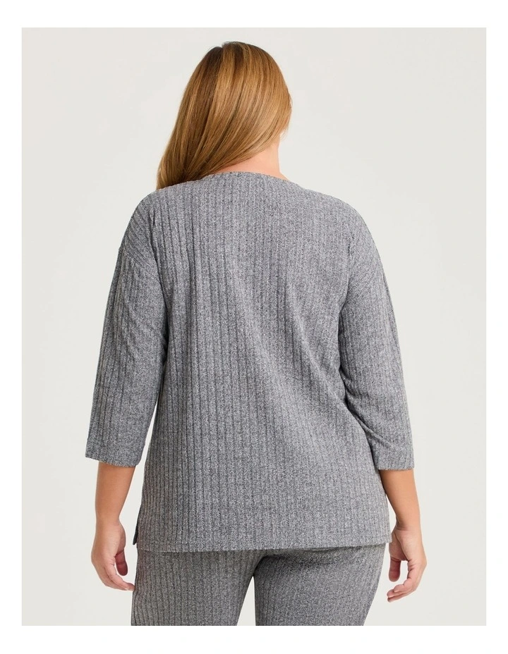 Cosy Rib Marle Lounge Top in Charcoal Marle image 2