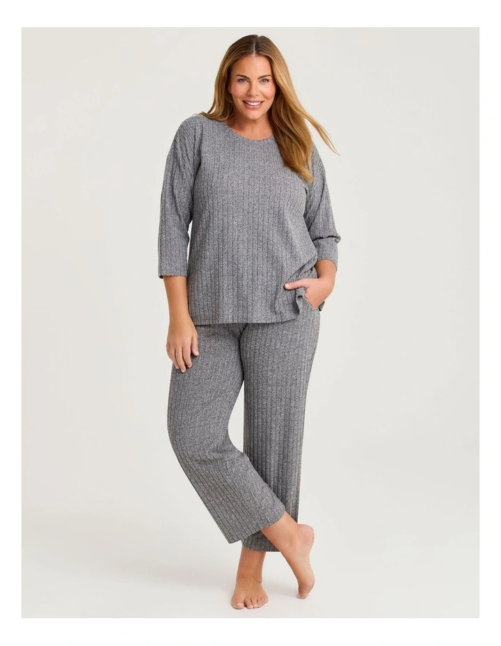 Cosy Rib Marle Lounge Top in Charcoal Marle image 4