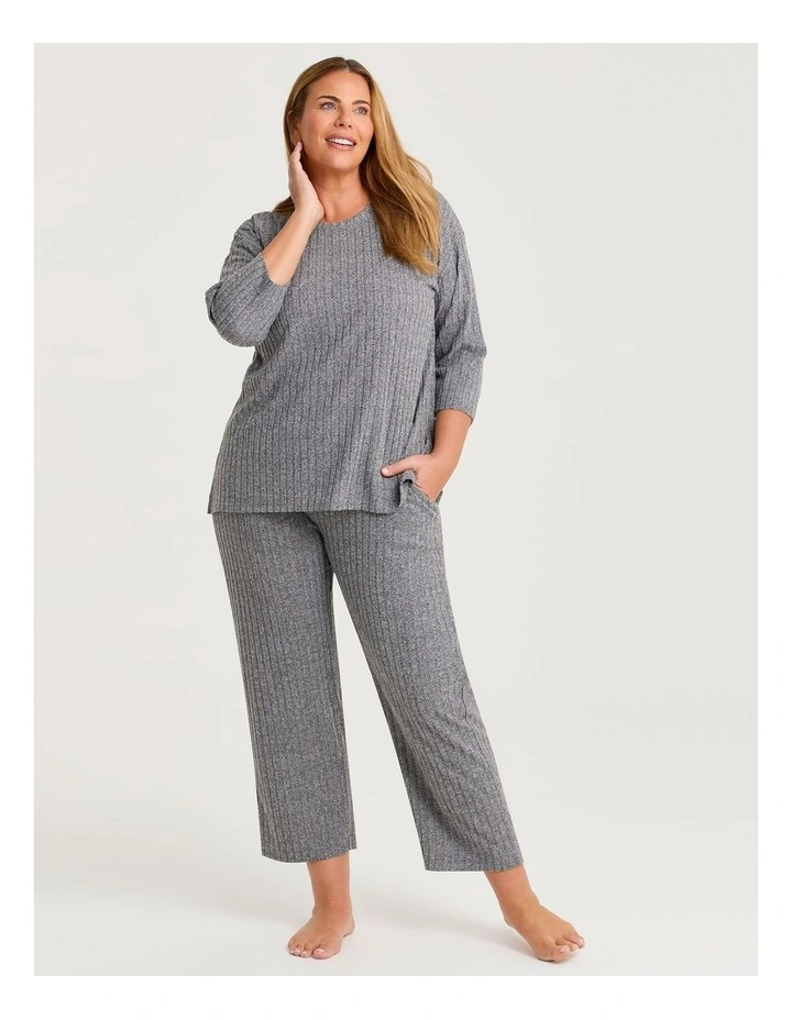 Cosy Rib Marle Lounge Top in Charcoal Marle image 5