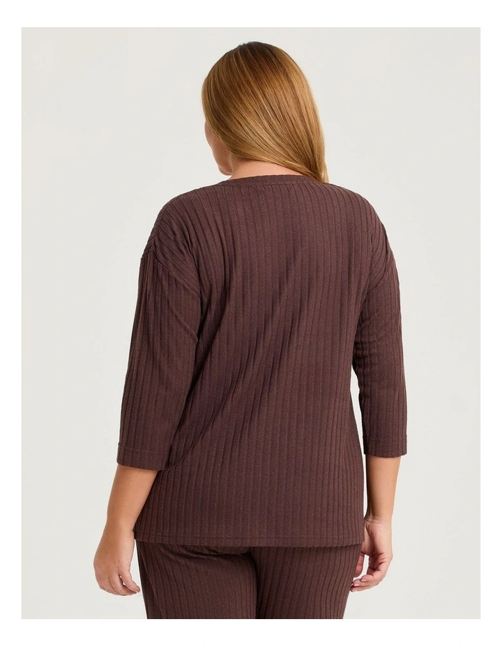 Cosy Rib Lounge Top in Cocoa Bean image 2