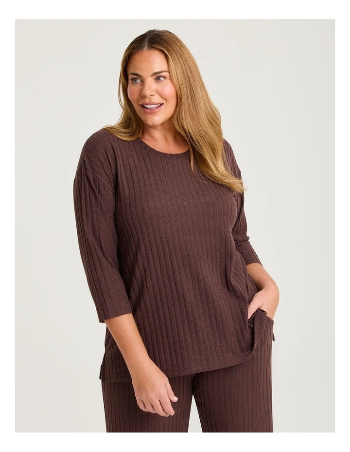 Cosy Rib Lounge Top in Cocoa Bean image 3
