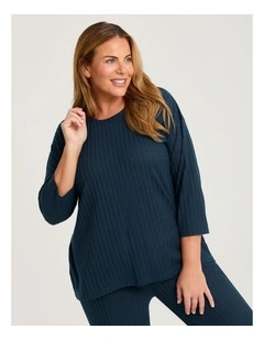 Cosy Rib Lounge Top in Blue Shadow