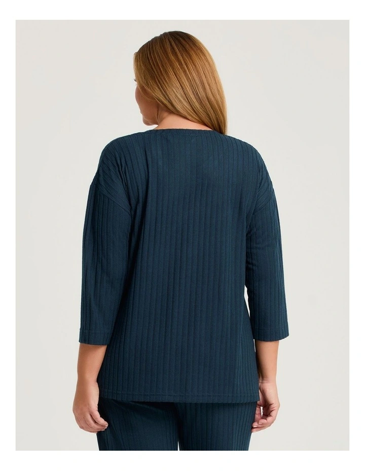 Cosy Rib Lounge Top in Blue Shadow image 2