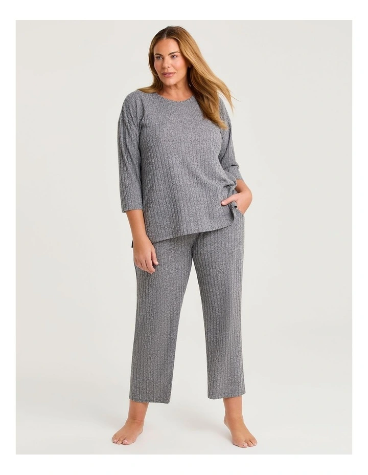 Cosy Rib Marle Lounge Pant in Charcoal Marle image 3