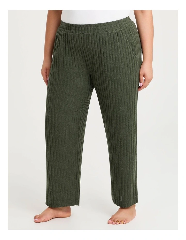 Cosy Rib Marle Lounge Pant in Forest Moss Marle image 1