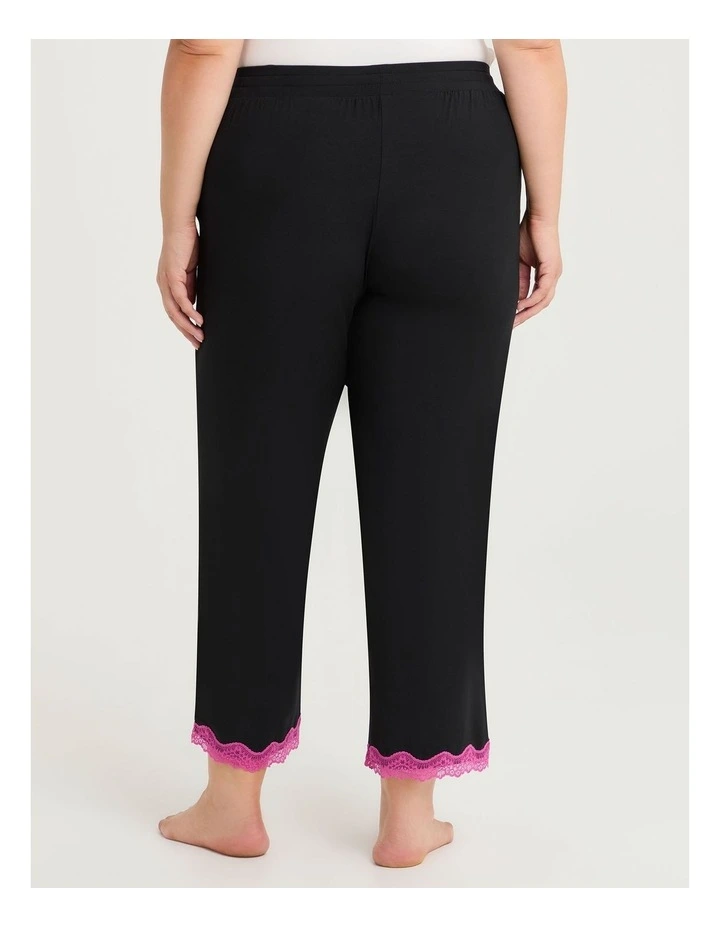 Modal Lace Trim Pyjama Pant in Black image 2