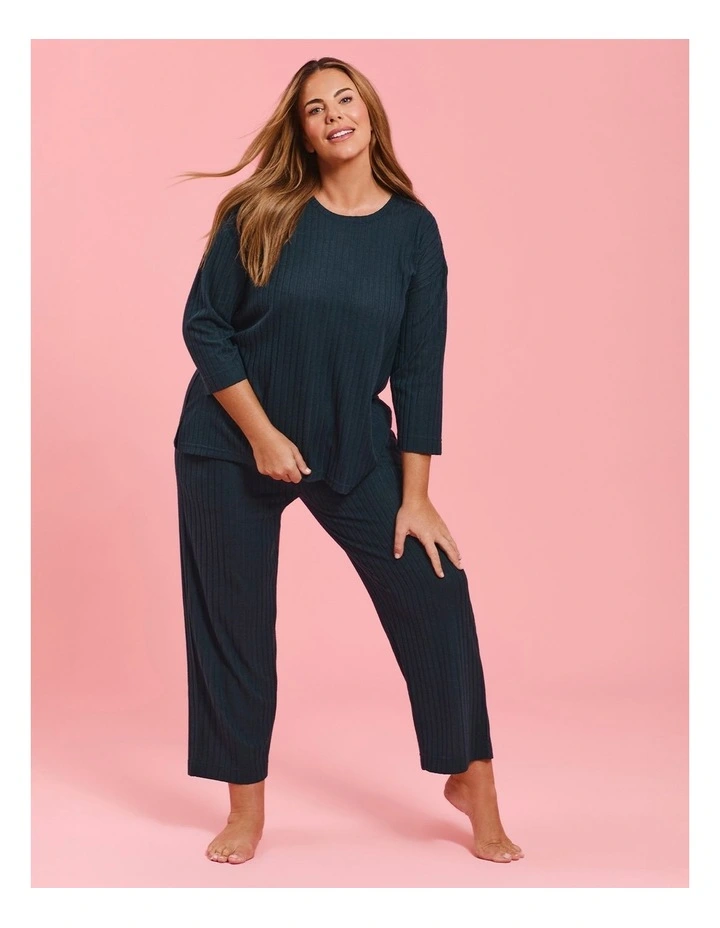 Cosy Rib Lounge Pant in Blue Shadow image 4