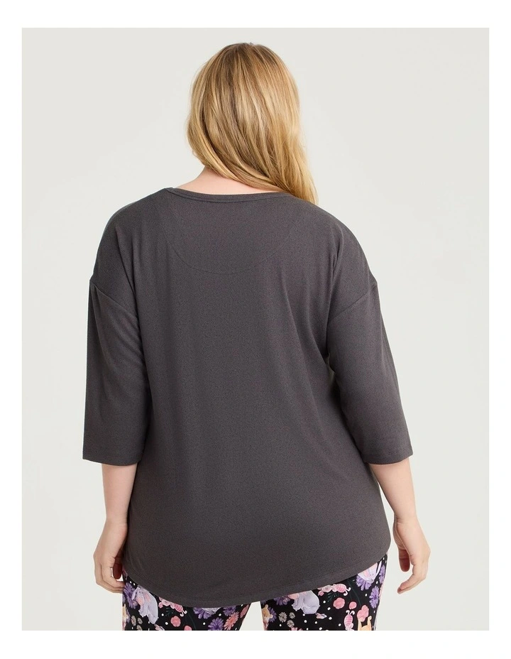 Winnie The Pooh Cosy Pyjama Top in Charcoal Marle image 2