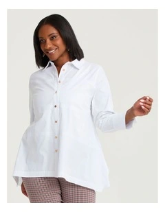 Cotton Stretch Leah Shirt White