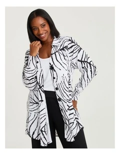 Leaf Print Natural Shirt in White Black Print